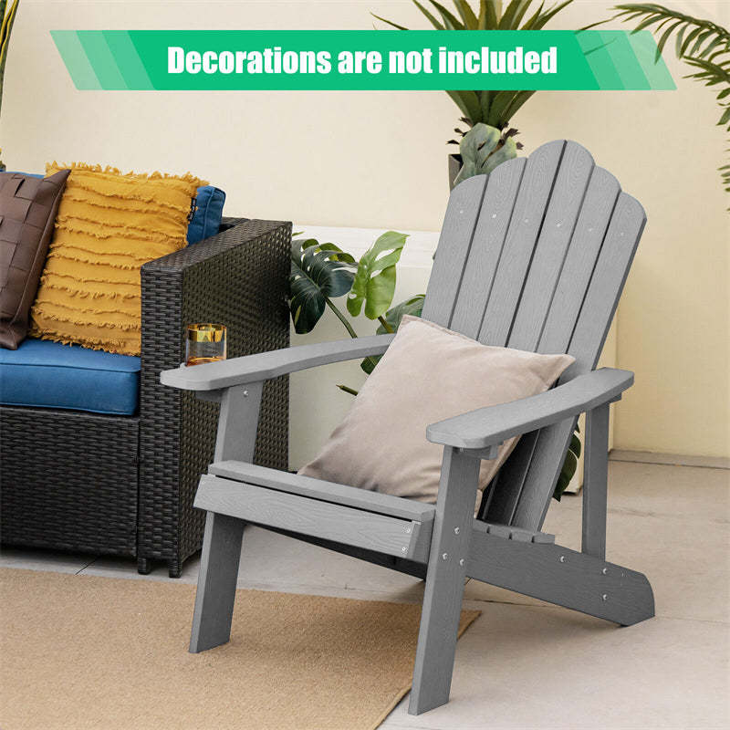 Outdoor HIPS Adirondack Chair, Weather Resistant Wood Fire Pit Chair with Hidden Cup Holder & 380 LBS Capacity for Patio, Backyard, Garden