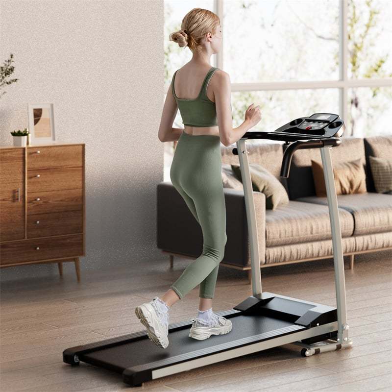 800W Folding Treadmill with 12 Preset Programs, LCD Display, Pulse Sensor & Built-in Wheels, Easy Assembly Motorized Running Machine for Small Spaces