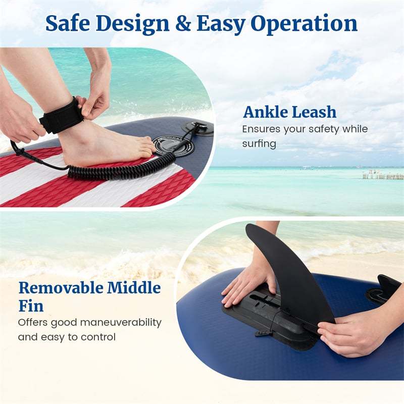 10' Inflatable Stand Up Paddle Board Portable SUP Board for Youth Adults with Adjustable Paddle, 5 D Rings, Backpack, Hand Pump & Repair Kit