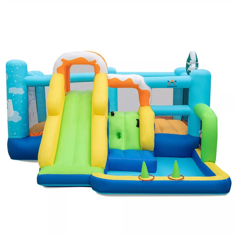 7-in-1 Kids Inflatable Bounce House Bouncy Castle Ice Cream Theme  Multi-play Jumping House with Slide, Large Ball Pit & Pitching Game
