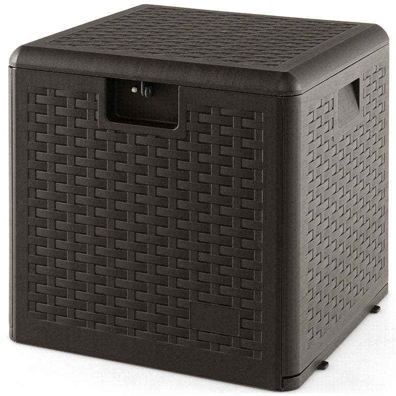 31 Gallon Resin Deck Box, Waterproof Outdoor Storage Box with Lockable Lid for Patio Furniture Cushions, Tools, Toys & Yard Accessories