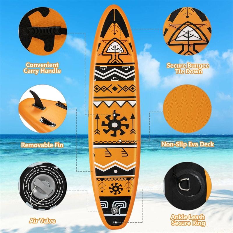 10.5' Inflatable Stand Up Paddle Board with Backpack Aluminum Paddle Pump
