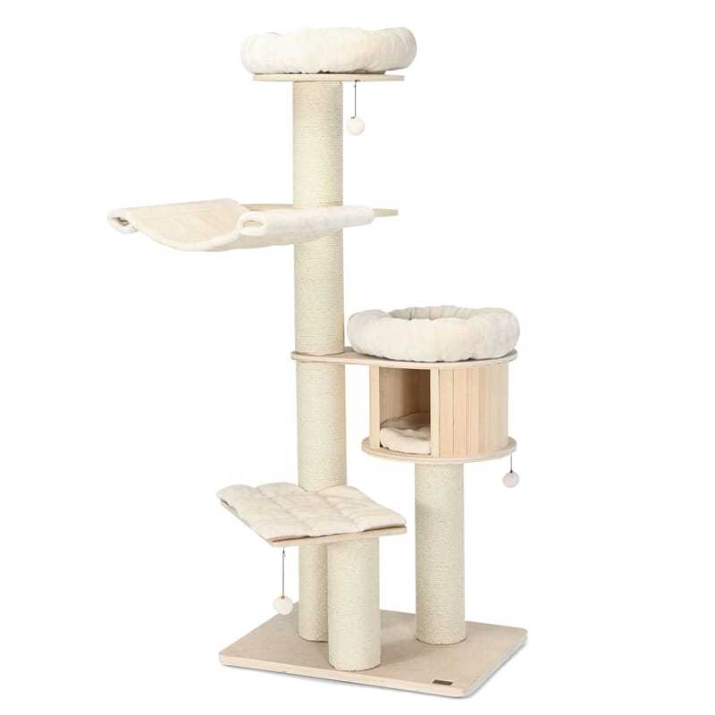 68.5" Tall Cat Tree, Multi-Level Modern Cat Tower with Sisal Scratching Posts, Condo, Hammock, Jingling Balls, Washable Cushions for Large Indoor Cats