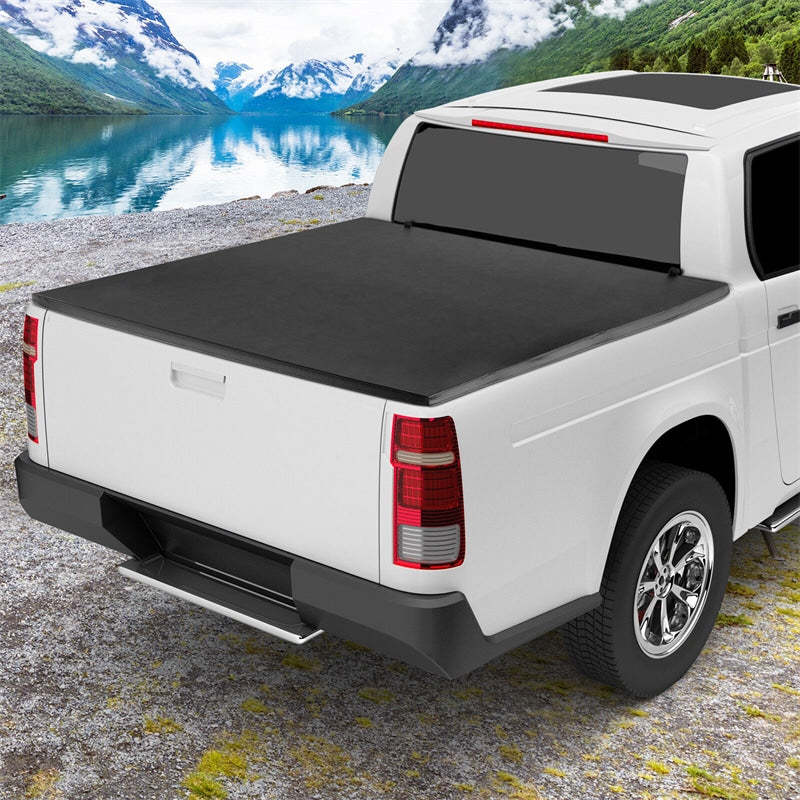6.5FT Soft Quad-Fold Tonneau Cover Weatherproof Truck Bed Cover for 15-23 Ford F150 Standard Short Bed