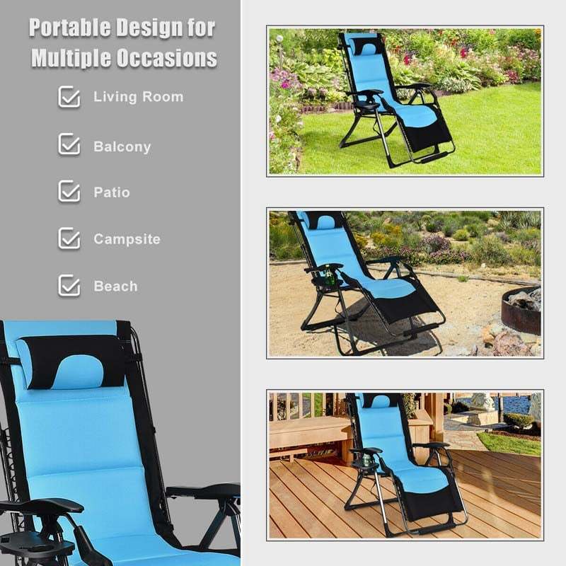 Outdoor Folding Padded Zero Gravity Lounge Chair