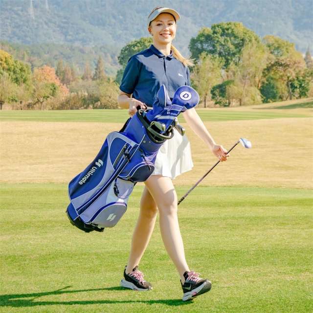 12 Pieces Women’s Complete Golf Club Set Right Hand, Golf Club Package Set with 460CC #1 Driver, Putter, Portable Golf Cart Bag & Rain Hood
