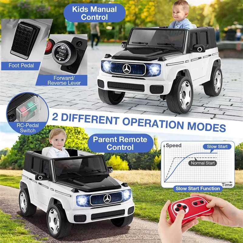 12V Kids Ride-On Car, Licensed Mercedes-Benz EQG, Children's 4WD Electric Vehicle with Remote Control, Detachable Battery, LED Lights & Music