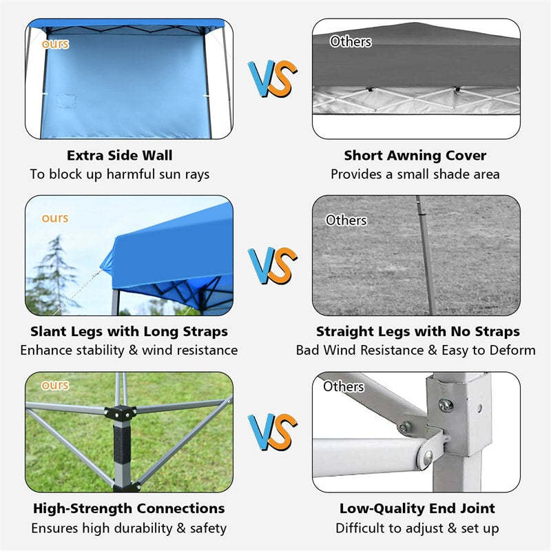 10x10 ft Slant Leg Pop up Canopy Tent with Detachable Side Wall