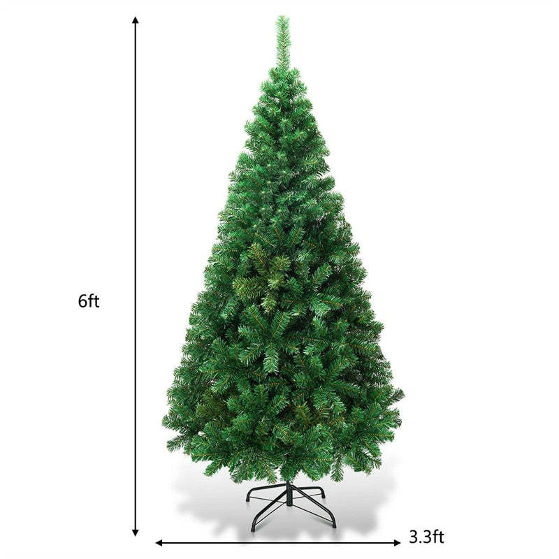 6ft Green Artificial Christmas Tree Xmas Tree with Solid Metal Stand for Indoor Outdoor Holiday Decoration