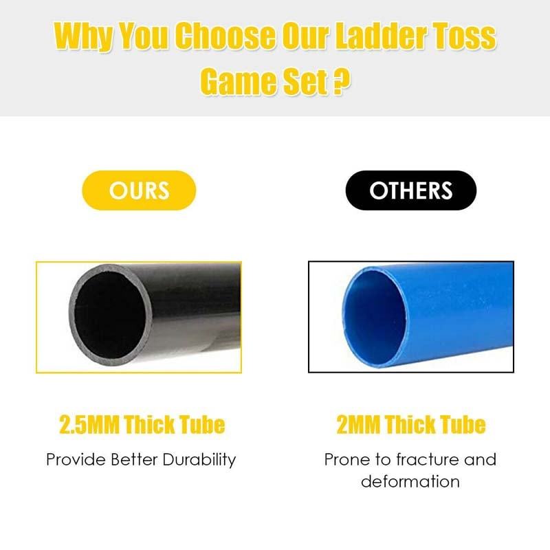 Ladder Toss Game Set with 6 Bolas, Built-in Score Tracker & Carrying Bag, Portable Indoor/Outdoor Lawn Game for Family, Kids & Adults Fun