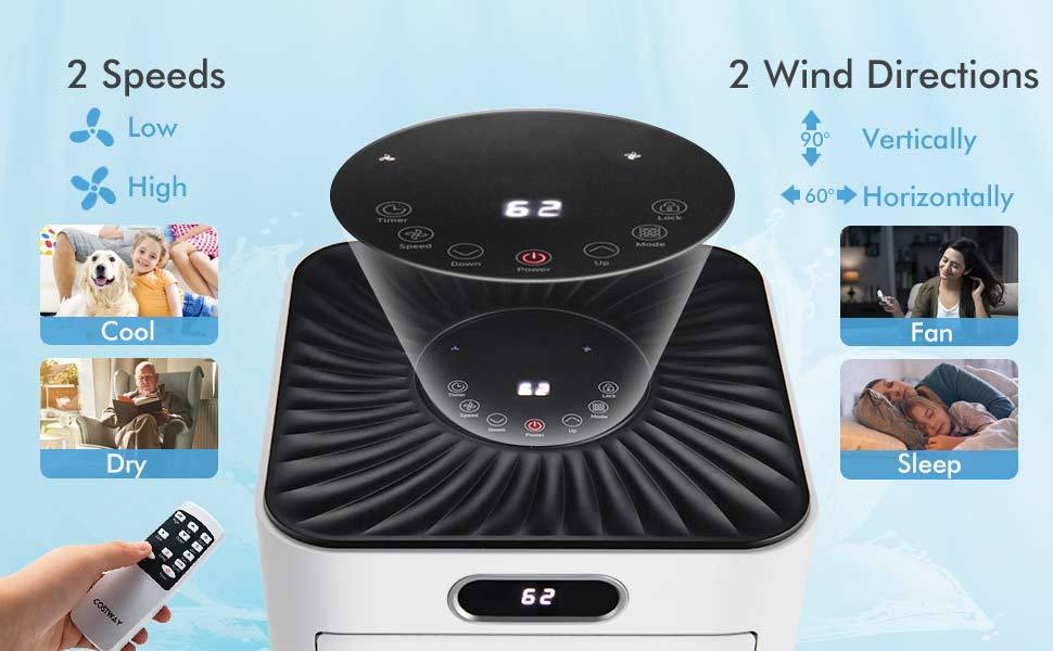 10000 BTU Portable Air Conditioner Air Cooler with Remote Control for Home & Office
