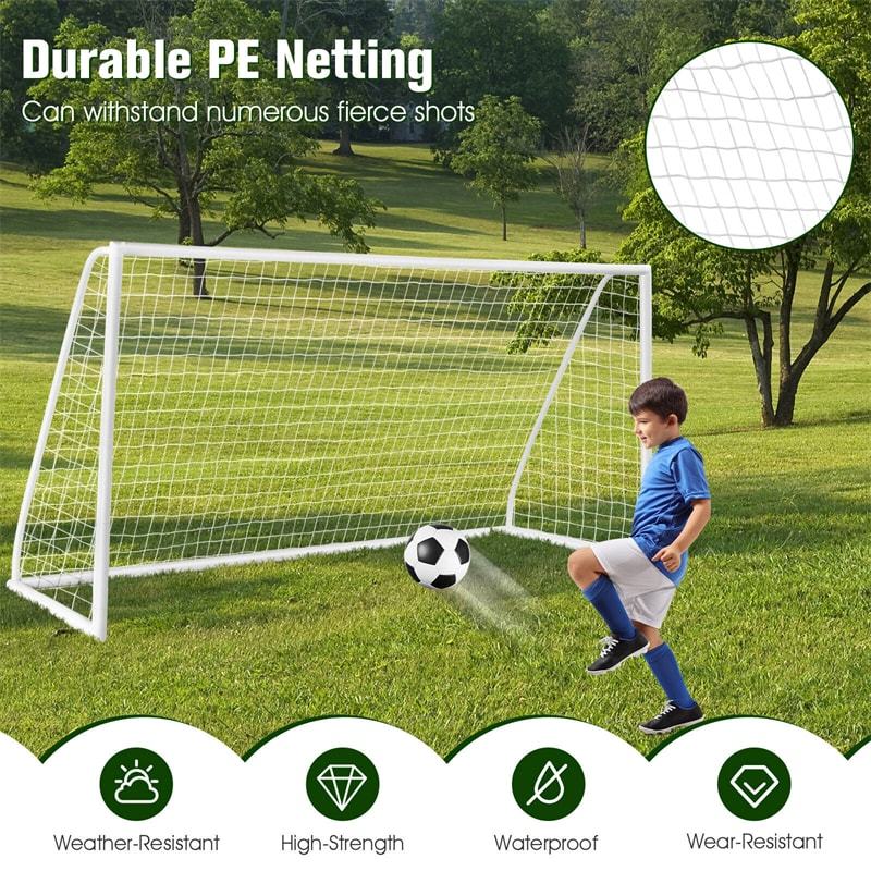 12 x 6FT All-Weather Soccer Goal Portable Soccer Net with Strong UPVC Frame for Kids Adults Backyard Soccer Practice Training