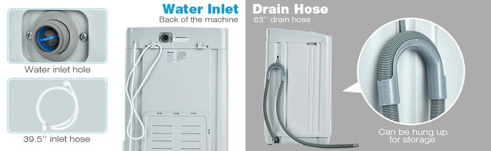 8.8 lbs 2-in-1 Portable Full-Automatic Washing Machine with Drain Pump