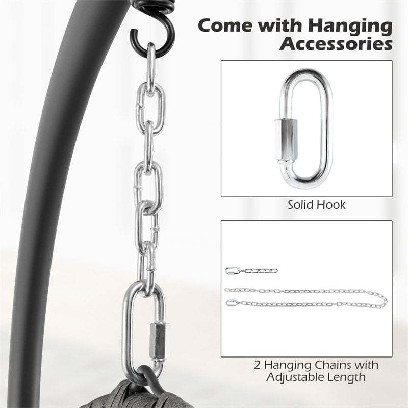 Hanging Egg Chair Wicker PE Rattan Basket Swing Chair with Soft Pillow & Cushion for Outdoor Indoor, 250 LBS Capacity Hammock Chair