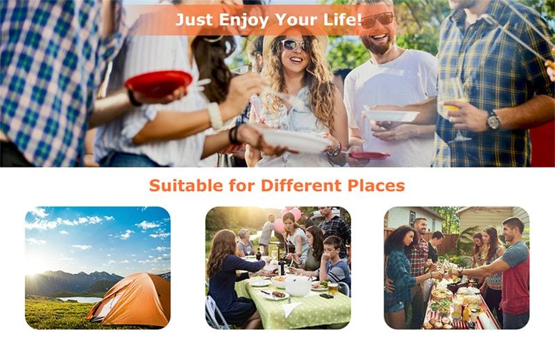 Portable Outdoor Camping Cooking Table with Storage Shelves