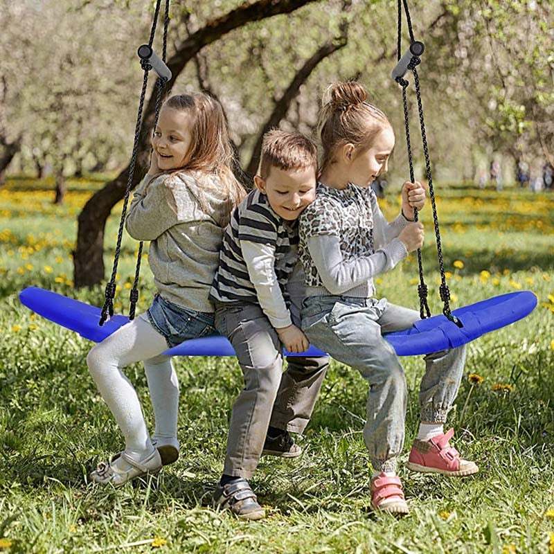 Saucer Tree Swing Adjustable Height Surfing Swing with Soft Handles & Padded Edge, Oval Hanging Platform Swing for Kids Outdoor Indoor Fun