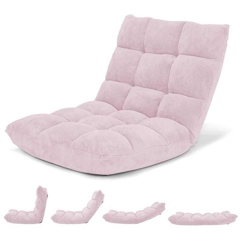 14-Position Adjustable Floor Chair, Folding Sofa Chair with Back Support, Floor Gaming Recliner for Living Room, Meditation, Reading