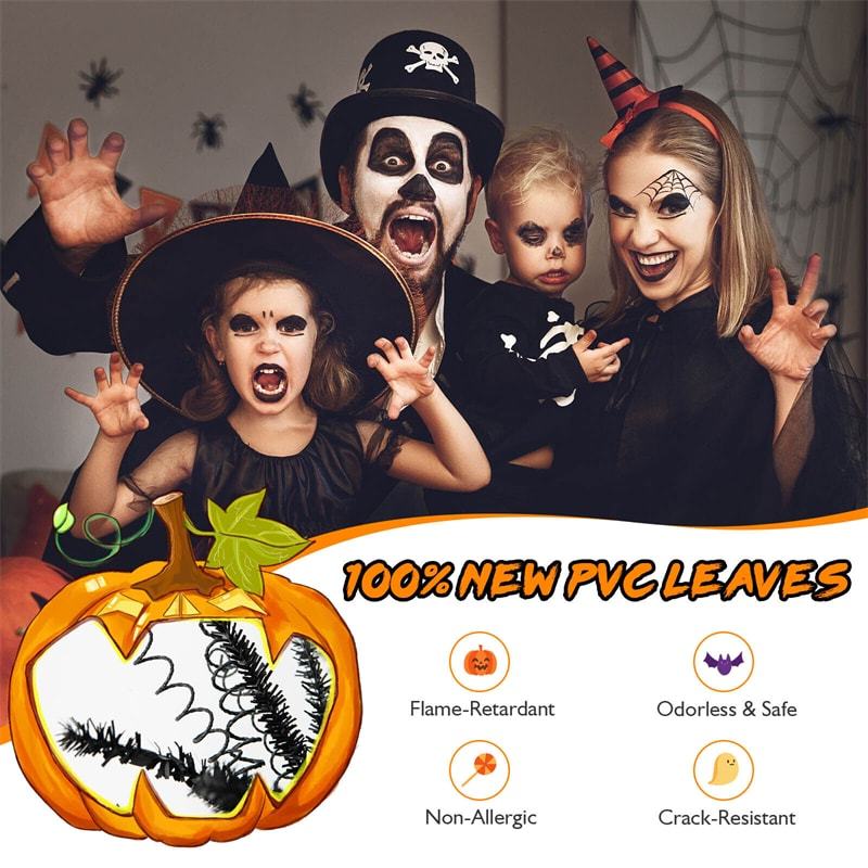 6ft Pre-lit Black Hinged Halloween Tree Christmas Tree with 250 Purple LED Lights & 25 Ornaments