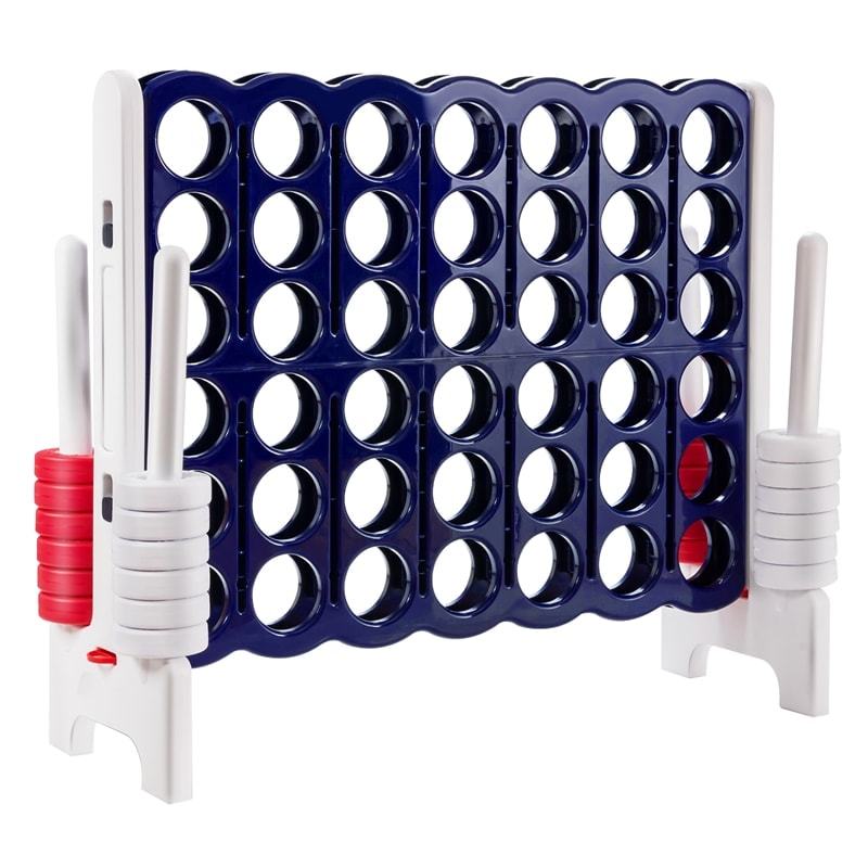 Giant 4-in-A-Row Game, Jumbo 4-to-Score Game with 42 Rings, Quick-Release Slider for Kids & Adults, 3.5FT Tall Indoor Outdoor Connect Four Lawn Game