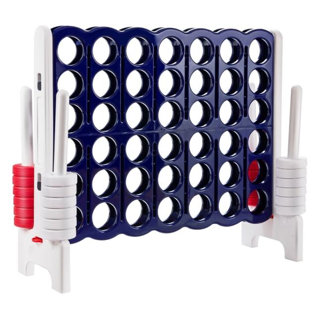 Giant 4-in-A-Row Game, Jumbo 4-to-Score Game with 42 Rings, Quick-Release Slider for Kids & Adults, 3.5FT Tall Indoor Outdoor Connect Four Lawn Game