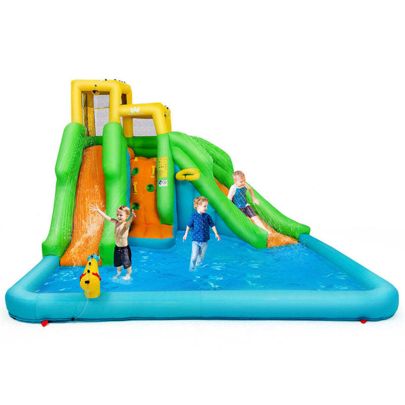 Inflatable Water Slide, 6 in 1 Giant Bounce House Water Park with Dual Slides, Splash Pool & Climbing Wall for Kids Backyard Party Gifts