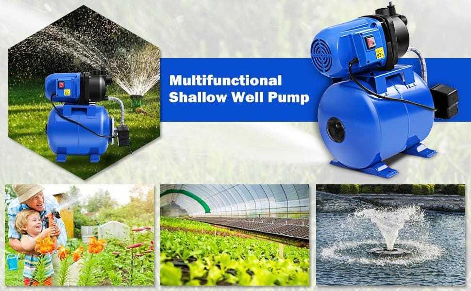1.6HP Shallow Well Pump & Pressure Tank 1000GPH Home Garden Irrigation Booster Jet Pump 164 FT Stainless Steel Water Booster Pump