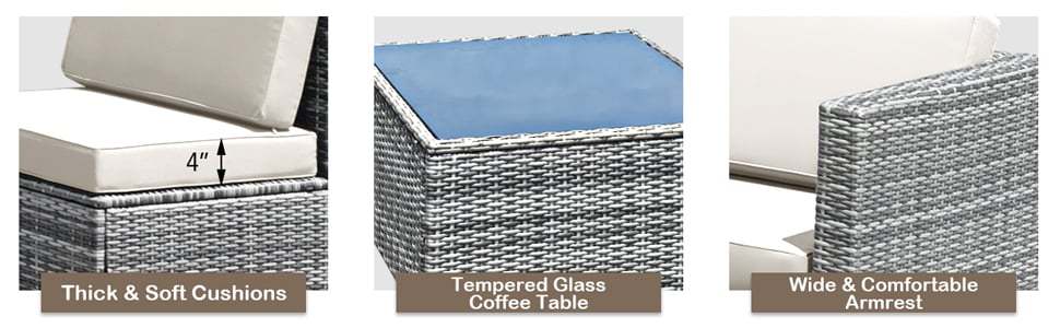 8 Pieces Rattan Wicker Patio Sofa Set Outdoor Furniture Set with Storage Table