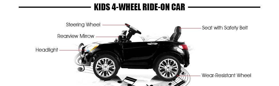 6V Battery Powered R/C Kids Ride On Car with LED Lights MP3