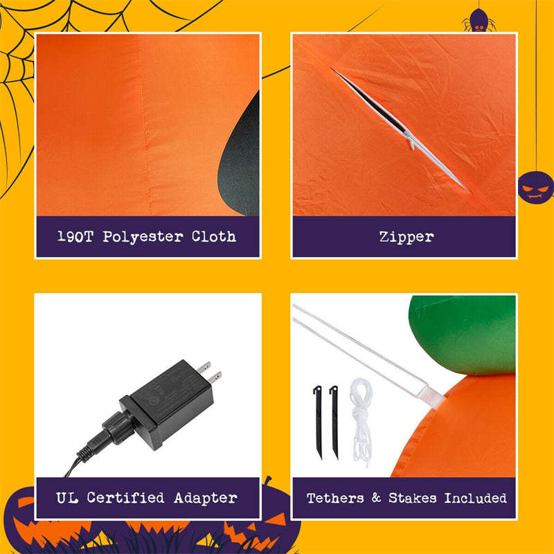 4 Ft Halloween Inflatable LED Pumpkin with Witch Hat Smiling Face