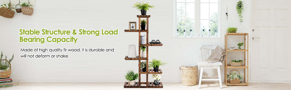 6 Tier Garden Wood Plant Rack Stand Flower Shelf