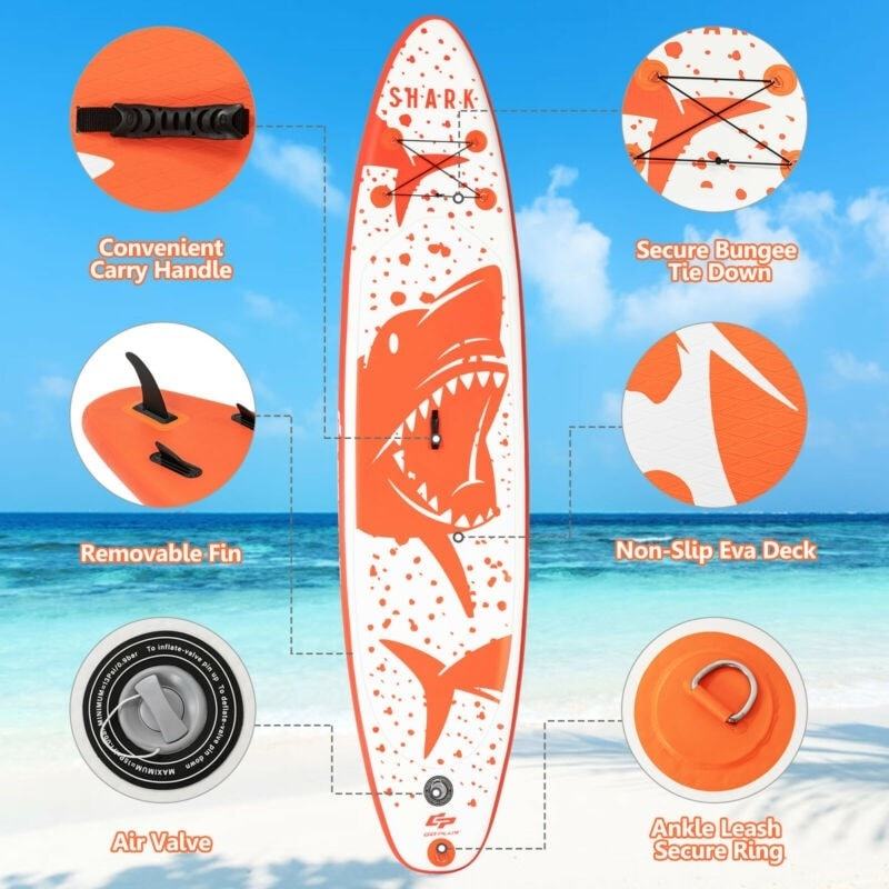 10.5 Ft Inflatable Stand up Paddle Board with Backpack Aluminum Paddle Pump