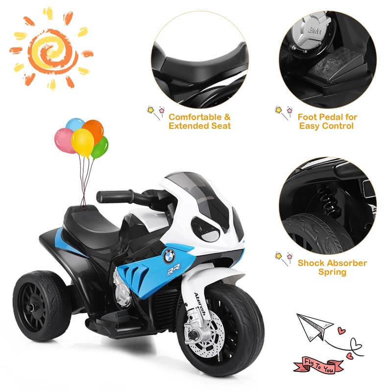 Kids Ride on Motorcycle, Licensed BMW 6V Battery Powered 3-Wheel Motorcycle Car Toy with Lights & Music