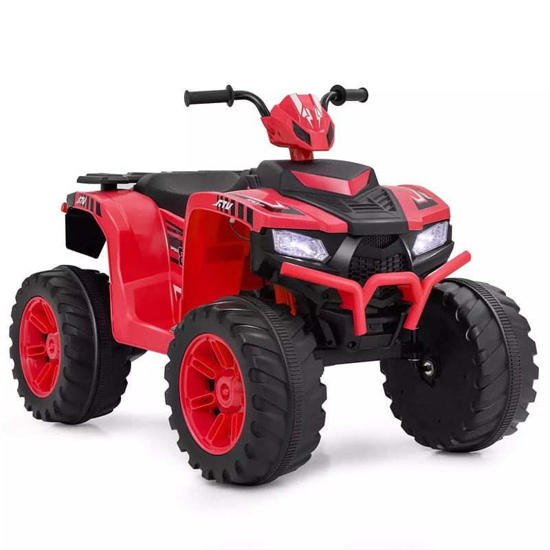 24V Kids Ride On ATV, Battery Powered Electric 4-Wheeler Quad Car with Wireless Connection & LED Lights for Boys/Girls Ages 3-8