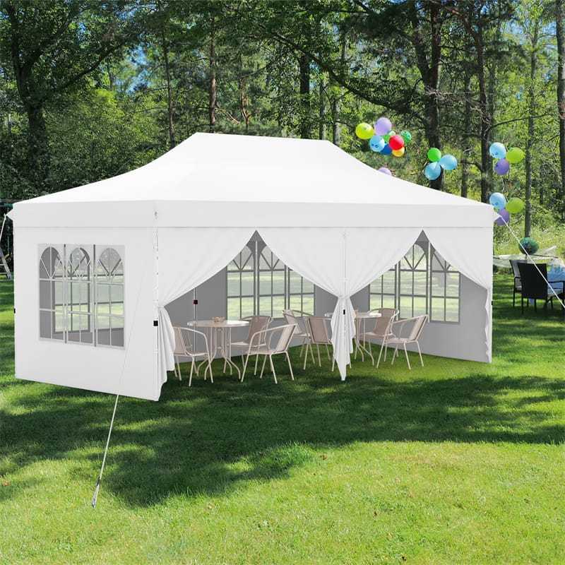 10x20FT Pop Up Canopy with 6 Removable Sidewalls/Windows, 8-Pack Sandbags & Carrying Bag, UPF50+ Sun Protection Tent for Outdoor Wedding Party