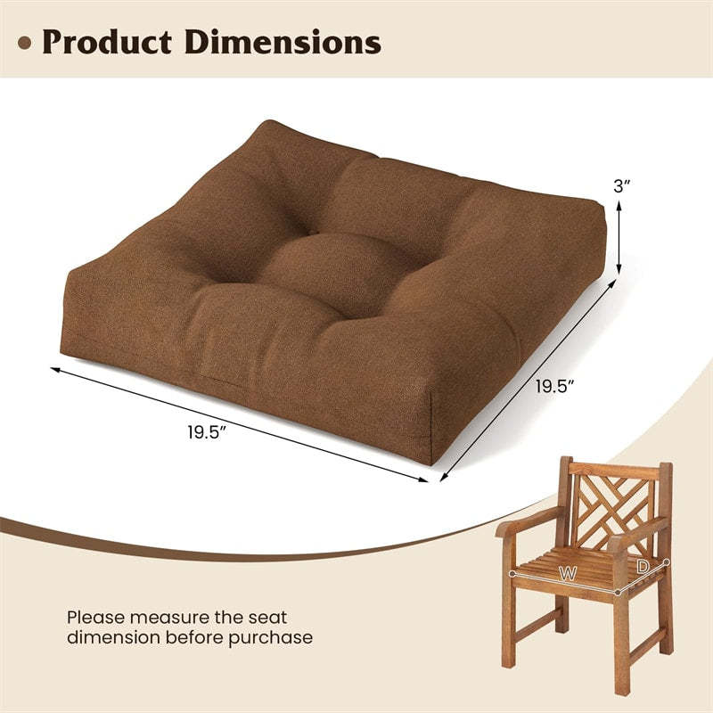 Set of 2 Waterproof Tufted Patio Chair Cushions with High Elasticity, 21" x 21" Deep Seat Square Pillows for Indoor & Outdoor Furniture