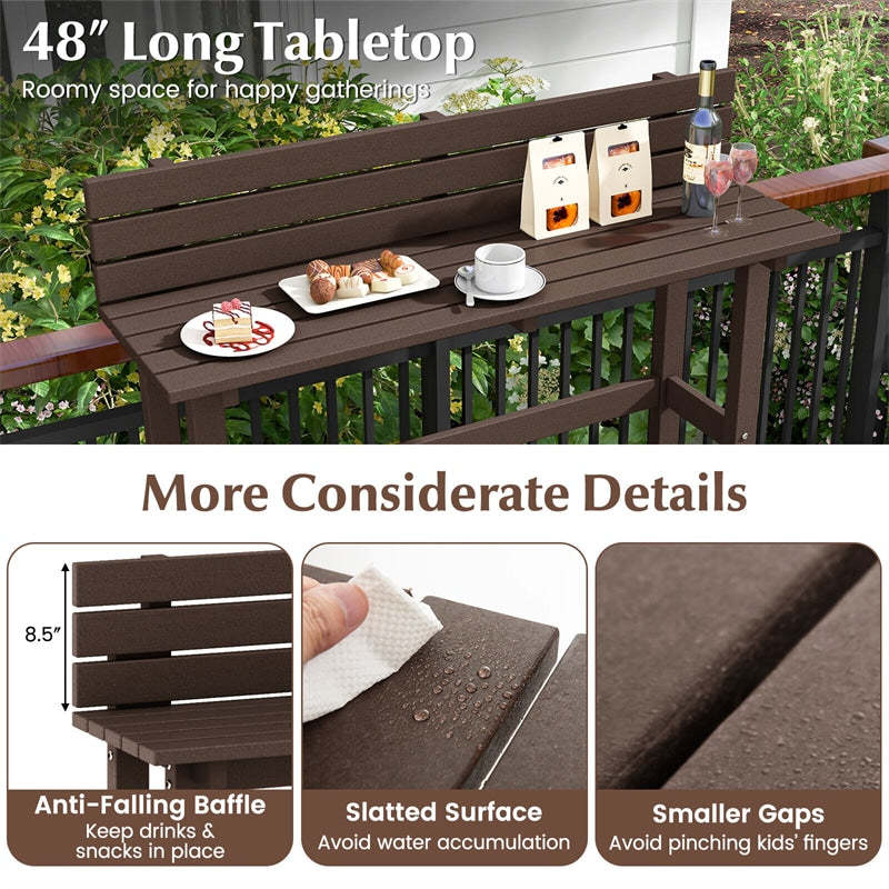 Outdoor Bar Table 48" Pub Height Patio Table All-Weather Narrow Dining Table with Storage Shelf & Adjustable Foot Pads
