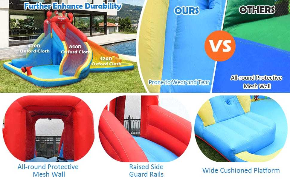 Inflatable Water Slide, Crab Theme Bounce House Water Park with 950W Blower, Splash Pool, Dual Slide for Racing/Hide & Seek Cave, Kids Backyard Party