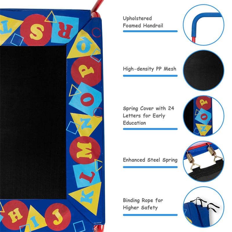 36" Square Indoor Outdoor Kids Trampoline with Foamed Handrail