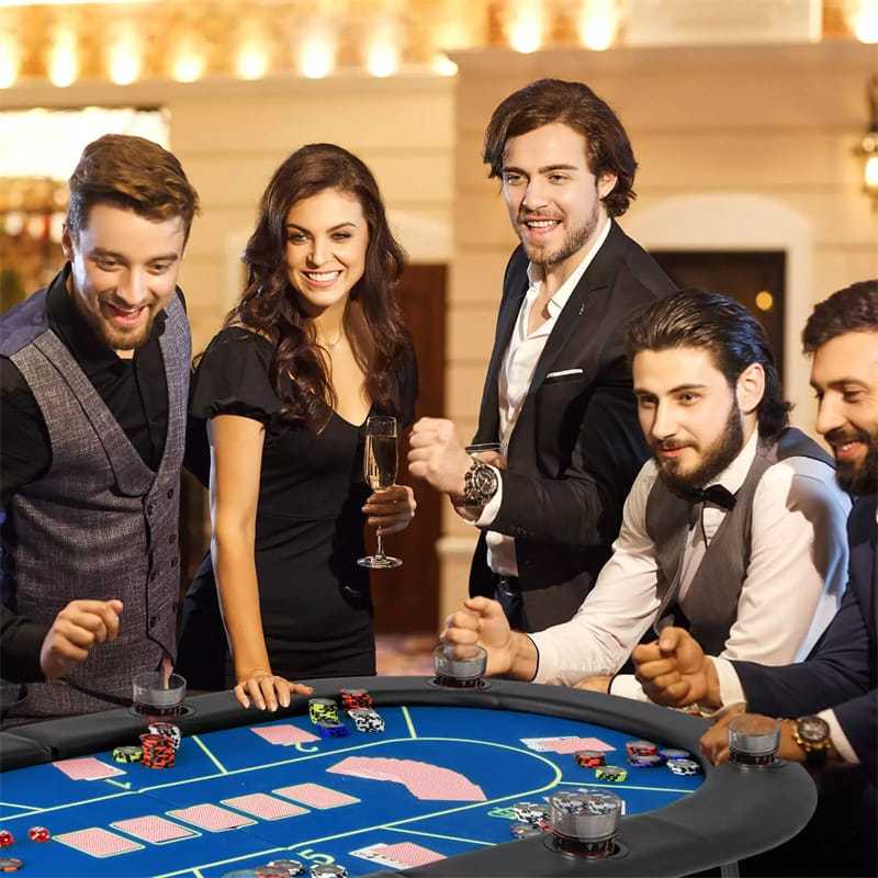8-Player Poker Table, 72" Foldable Card Game Table with 8 Cup Holders, Casino-Grade Felt Surface, Portable Texas Holdem Table for Blackjack
