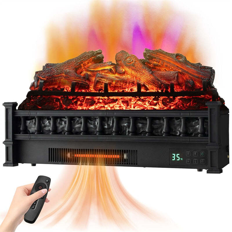 26'' Electric Fireplace Log Set Heater, 1500W Infrared Quartz Fireplace Insert with Remote, Thermostat, 5 Flame Modes, 8H Timer & Lemonwood Ember Bed