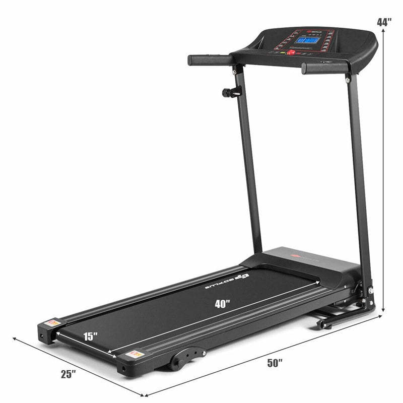 Electric Folding Treadmill with Adjustable Incline, LCD Display & Heart Rate Sensor, Quiet Compact Motorized Running Machine for Home Office Gym