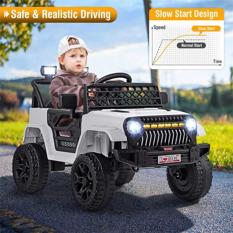 12V Kids Ride-On Truck, Electric Vehicle with Remote Control, Music & LED Lights, Battery Powered Toddler Ride-On Car for Boys & Girls 3+