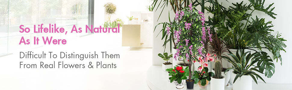 6 FT Ficus Artificial Tree Artificial Plants Wisteria Tree for Indoor Outdoor Office Living Room Décor