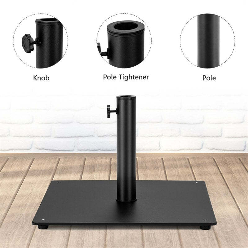 36 lbs Square Patio Umbrella Base Stand with 3 Adapters and Adjustable Foot
