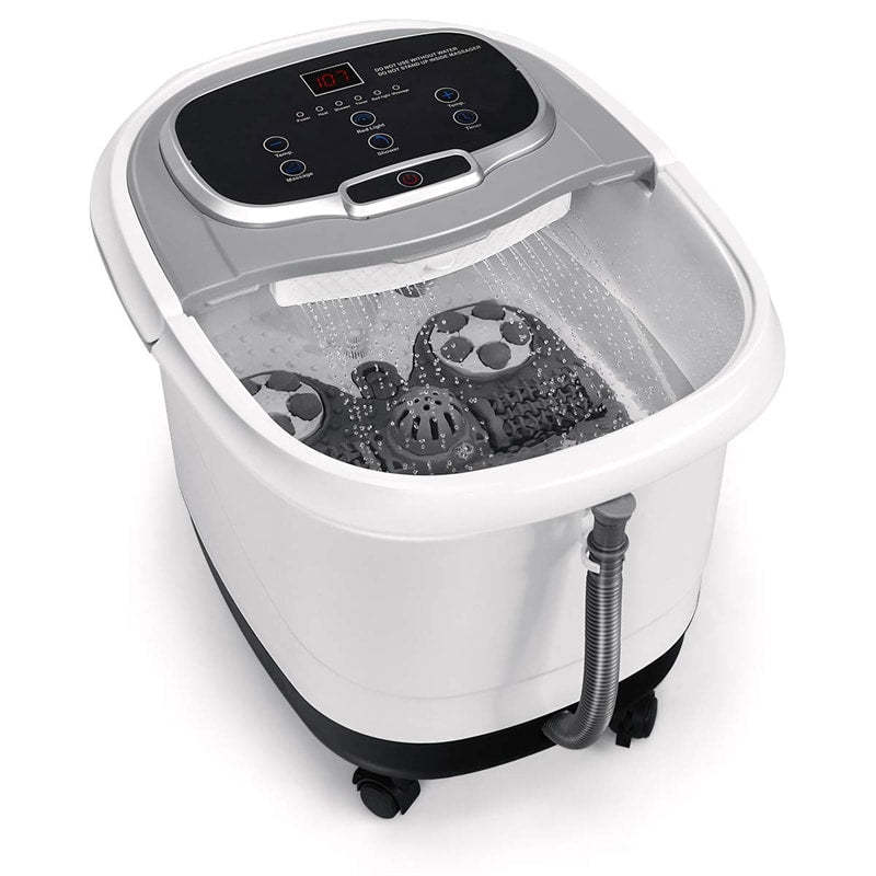 Foot Spa Bath Massager with Heat, Portable Pedicure Foot Spa Tub w/ Motorized Rollers, Shiatsu Massage, Temp Control, Adjustable Shower for Home