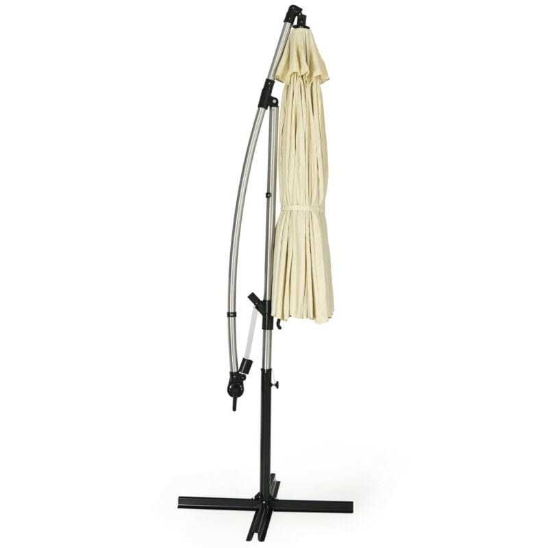 10 Ft Offset Hanging Patio Umbrella, Outdoor Cantilever Umbrella with Crank & Cross Base for Backyard, Poolside, Lawn, Garden