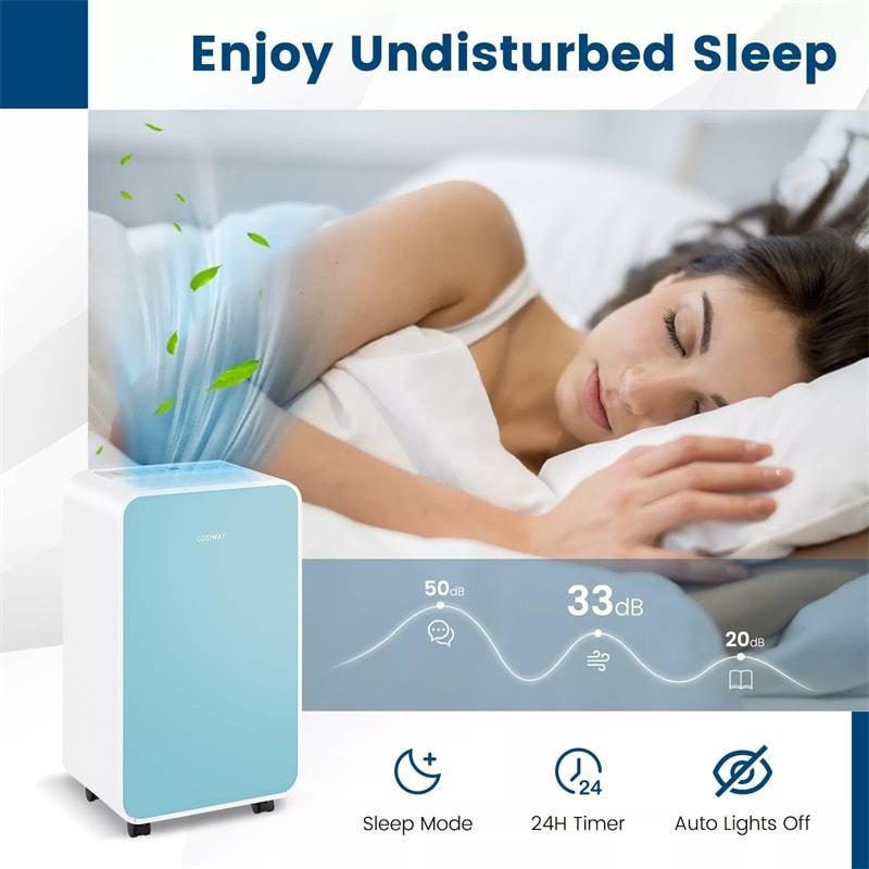 2500 Sq. Ft Dehumidifier for Home & Basement, 32 Pints Portable Quiet Dehumidifier with Sleep Mode, 24H Timer, Auto Defrost & Drain Hose
