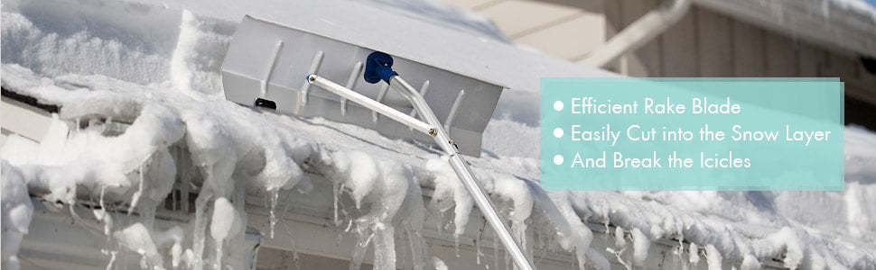 20ft Extendable Aluminum Snow Roof Rake Lightweight Snow Removal Tool