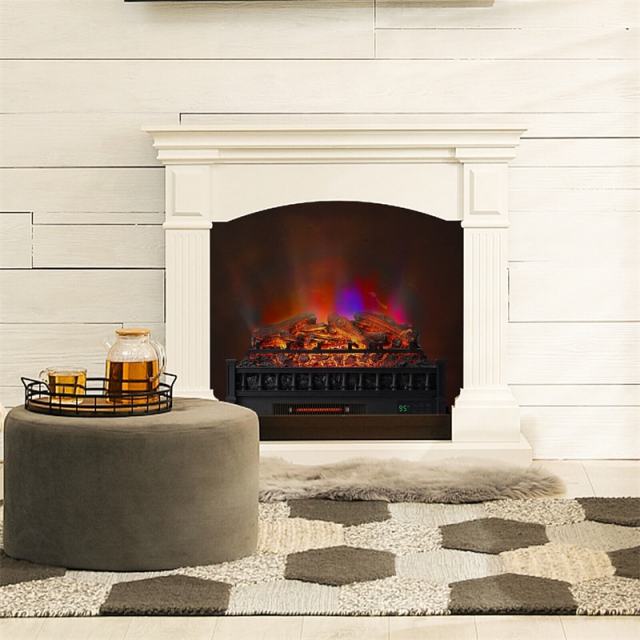 26'' Electric Fireplace Log Set Heater, 1500W Infrared Quartz Fireplace Insert with Remote, Thermostat, 5 Flame Modes, 8H Timer & Lemonwood Ember Bed