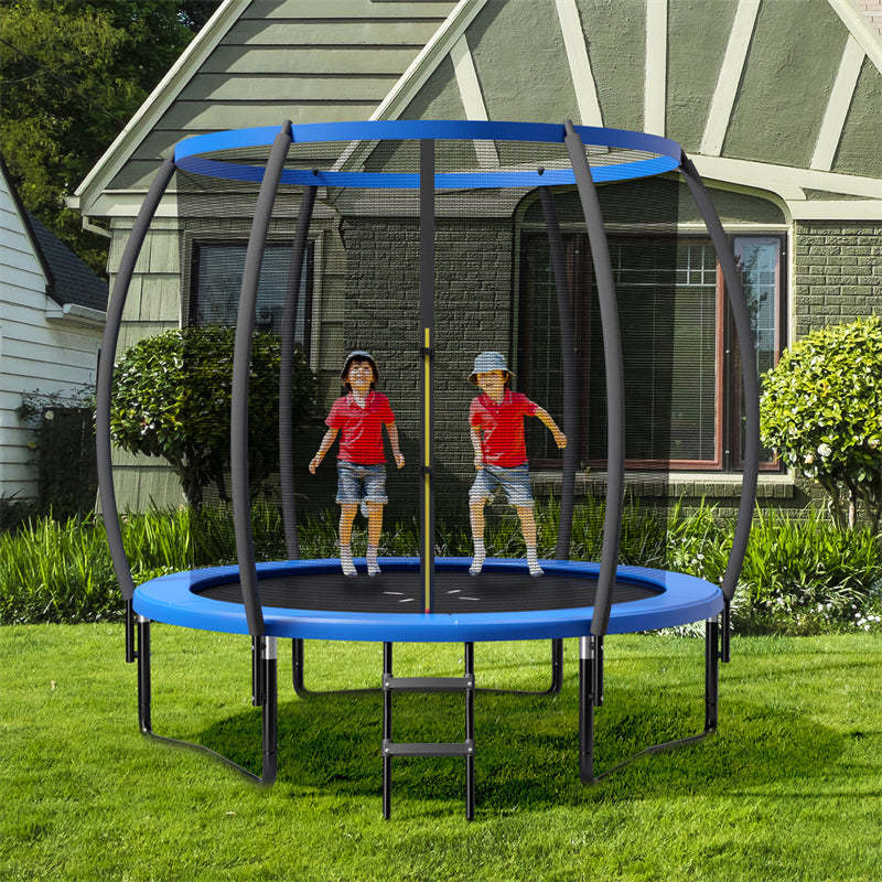 10FT Trampoline ASTM Approved Outdoor Recreational Trampoline with Safety Enclosure Net & Ladder for Kids Adults